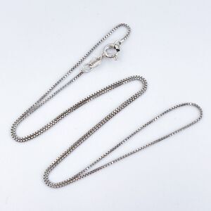 Vintage Italy Sterling Silver 925 0.8mm Box Chain Necklace 18"